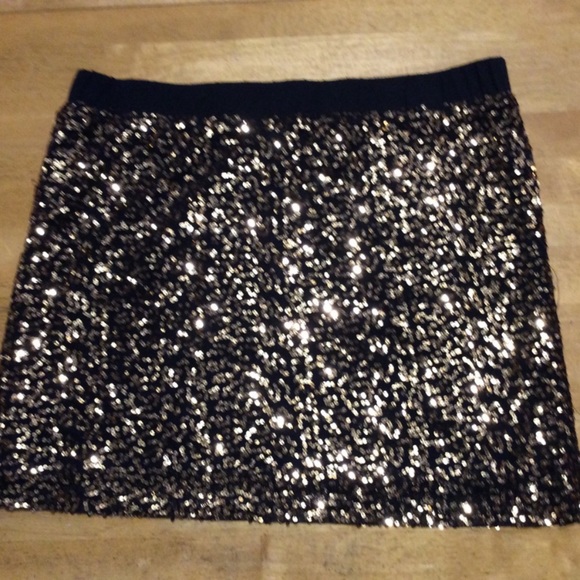 Black Gold Sequin Mini SKIRT Strapless TOP L - Picture 1 of 9